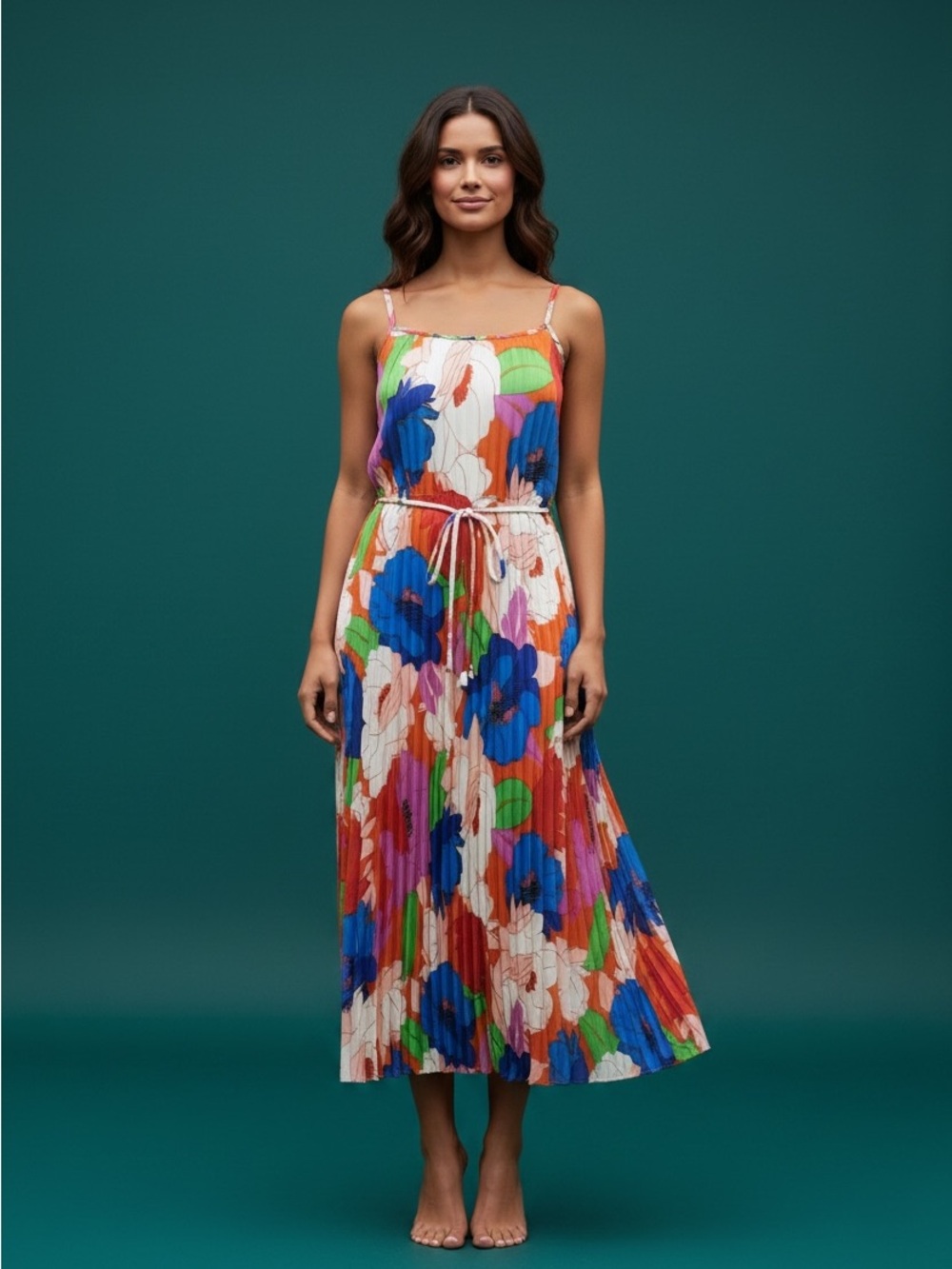 Sam Edelman size med floral print pleated maxi dress Nordstrom reg$138 now$79
